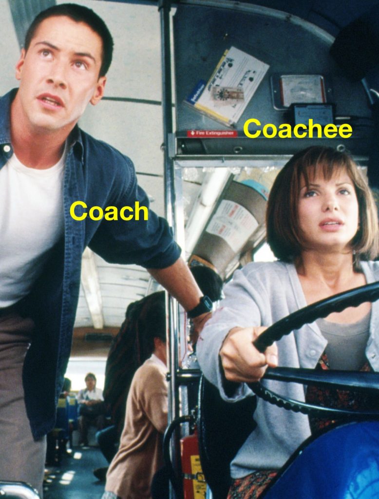 coach coachee bus stuur staand